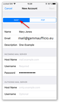 6 Configurazione Mail iphone Imap