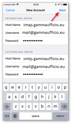 7 Configurazione Mail iphone Imap